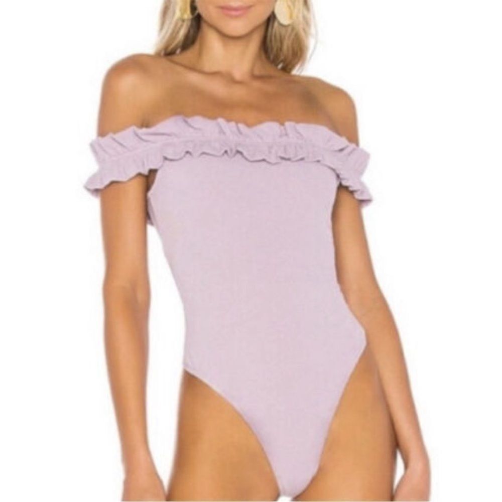Privacy please lilac ruffle trim bodysuit small